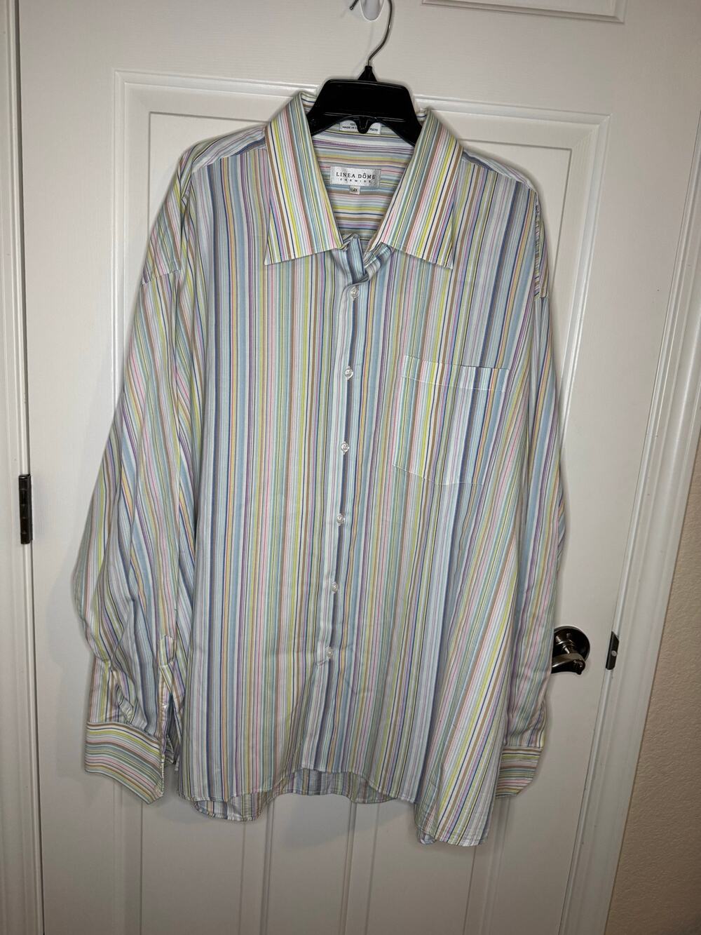 Linea Dome Chemise New Men's Button Down Cotton Dress Shirt Pastel Pinstripe 4X